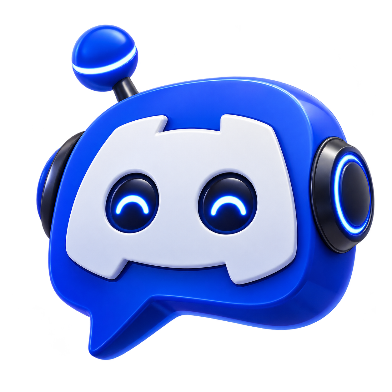 Cobalt blue Discord chat-bubble robot mark representing pocketclawd.ai hosted Discord bots